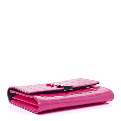 Saint Laurent Patent Calfskin Matelasse Monogram Vicky Chain Wallet Pink 4 of 10
