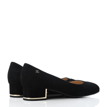 Chanel Suede CC Cap Toe Pumps 38.5 Black 4 of 8