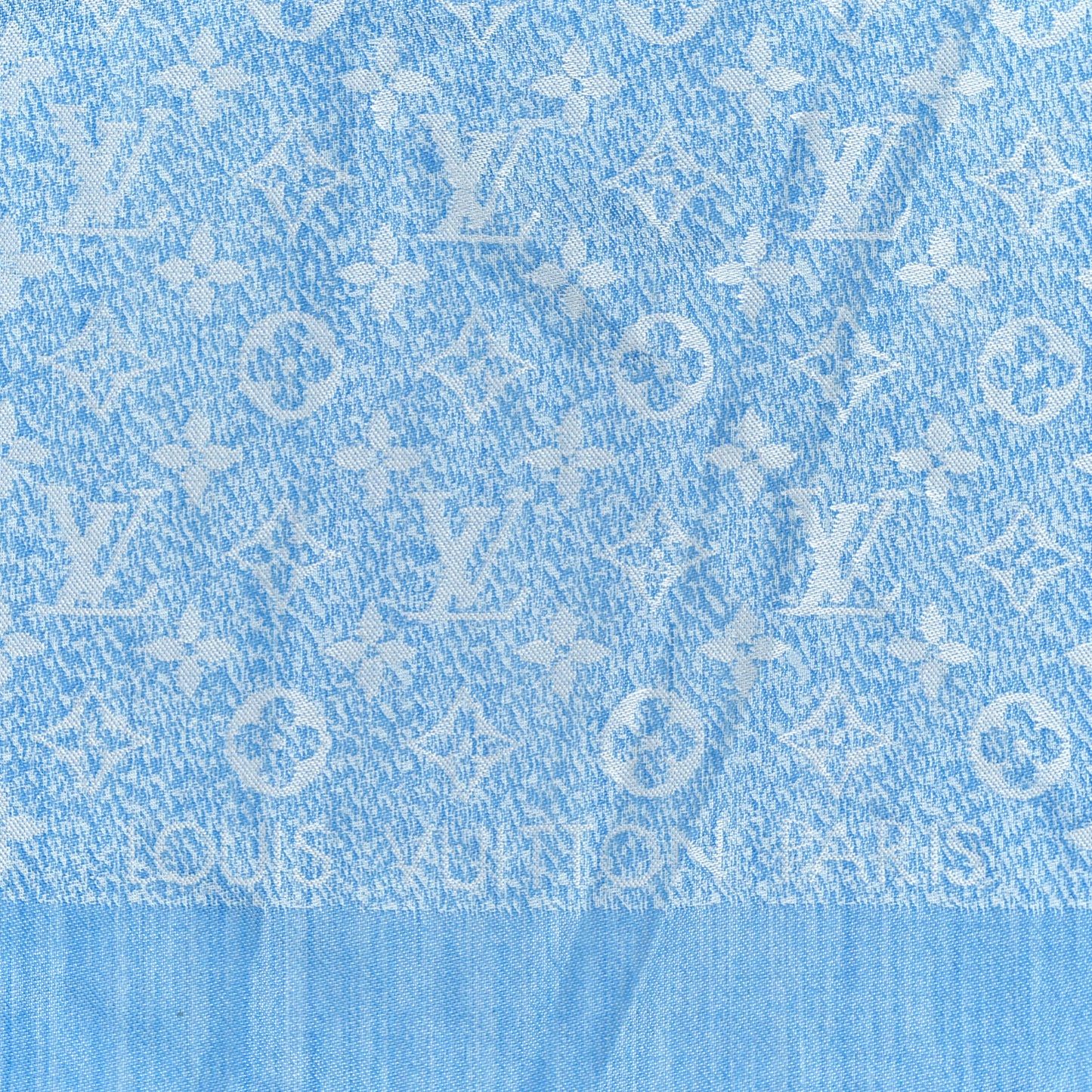 Silk Wool Monogram Infra Shawl Blue