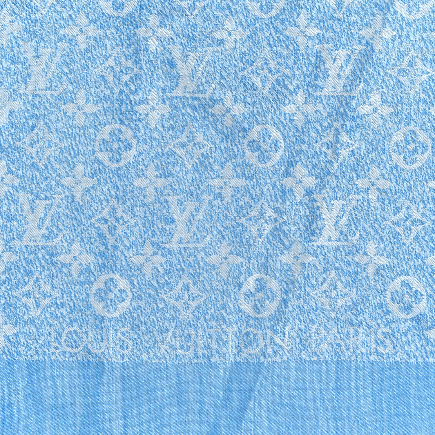 Louis Vuitton Silk Wool Monogram Infra Shawl Blue 3 of 3