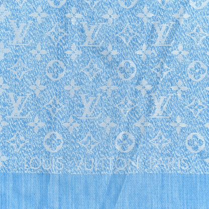 Louis Vuitton Silk Wool Monogram Infra Shawl Blue 3 of 3
