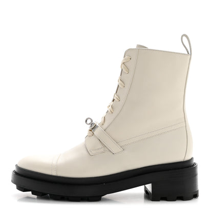 Hermes Glossed Calfskin Funk Ankle Boots 39 Beige Glaise 1 of 8