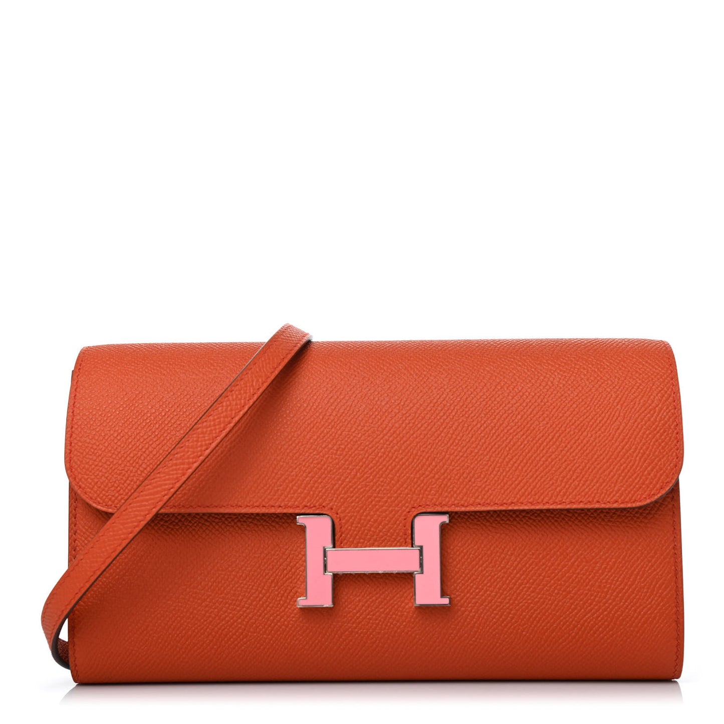 Epsom Enamel Constance Wallet To Go Terre Battue Rose Confetti