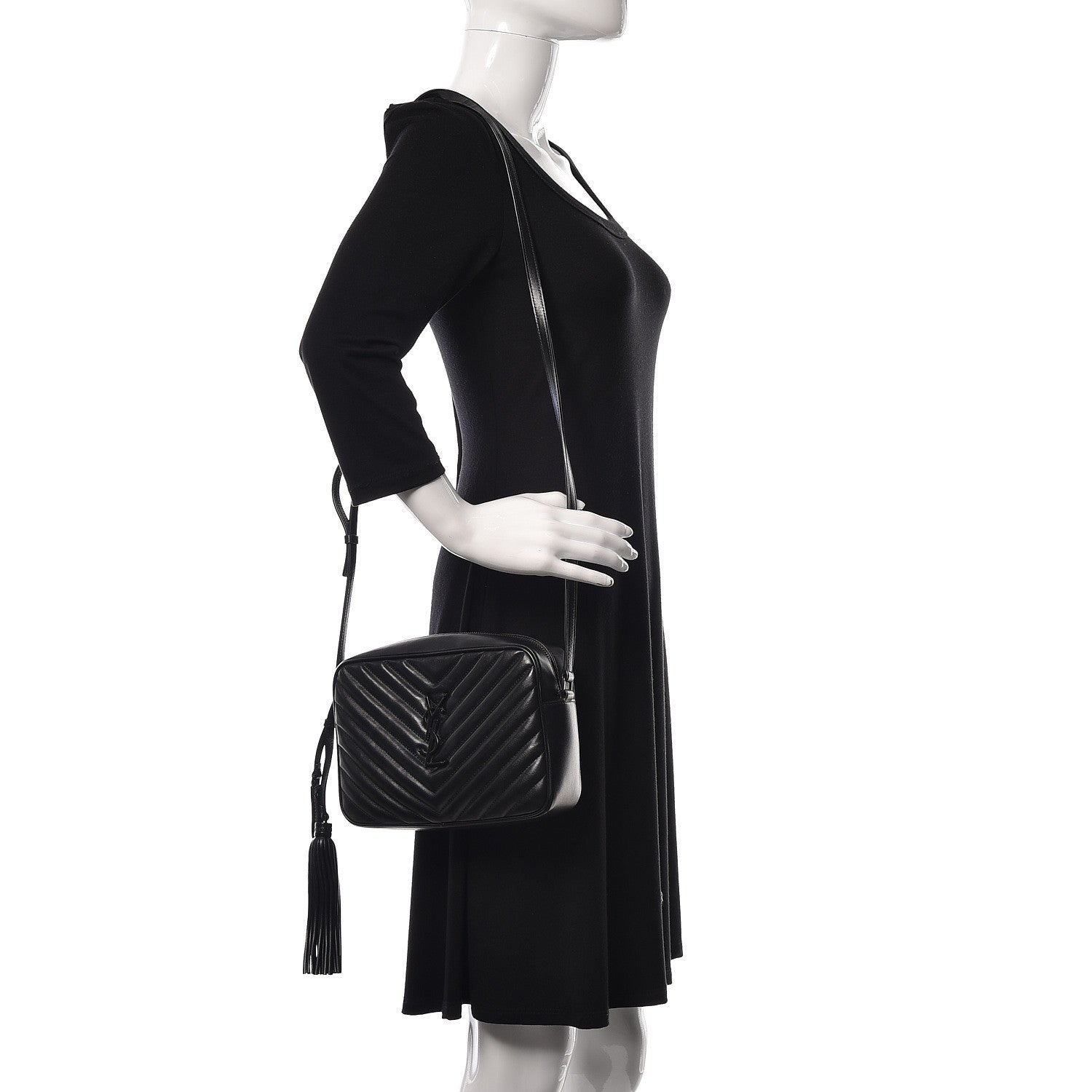 Saint Laurent Calfskin Matelasse Monogram Lou Camera Bag Black 2 of 9