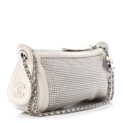 Chanel Caviar Perforated Pulley Shoulder Bag White 3 of 11