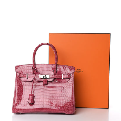 Hermes Shiny Porosus Crocodile Birkin 30 Rose Tyrien 36 of 36