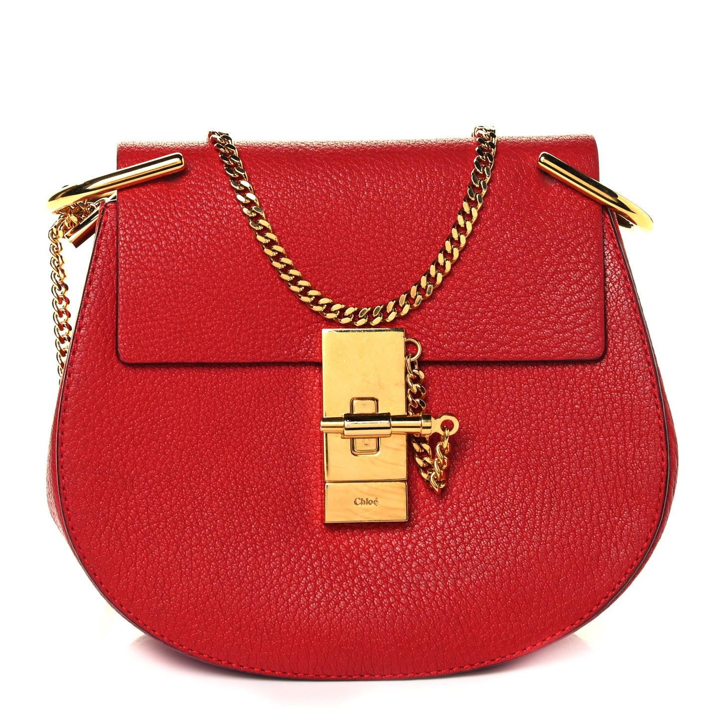 Grained Lambskin Drew Shoulder Bag Plaid Red