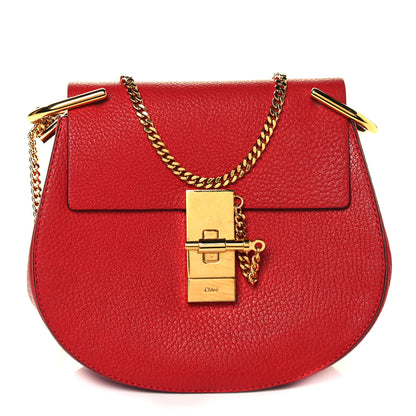 Chloe Grained Lambskin Drew Shoulder Bag Plaid Red 1 of 8