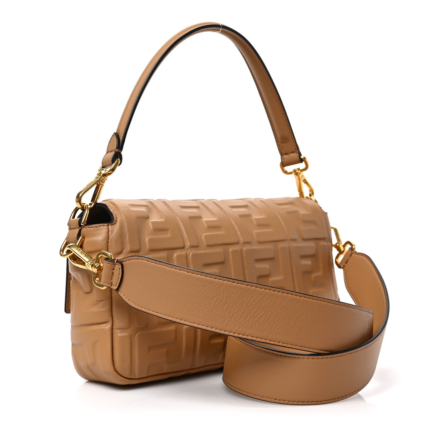 Fendi Nappa FF 1974 Embossed Baguette Miele Scuro 2 of 6
