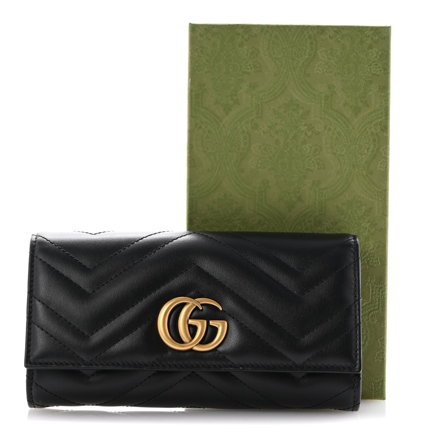 Calfskin Matelasse GG Marmont Continental Wallet Black