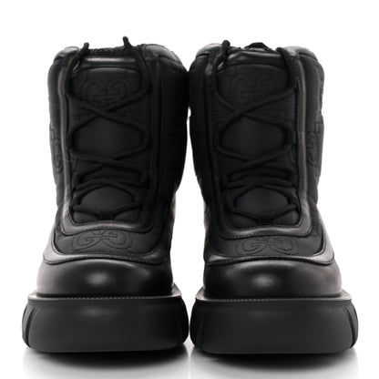 Gucci Nylon Calfskin GG Matelasse Lace Up Platform Ankle Boots 38 Black 2 of 9