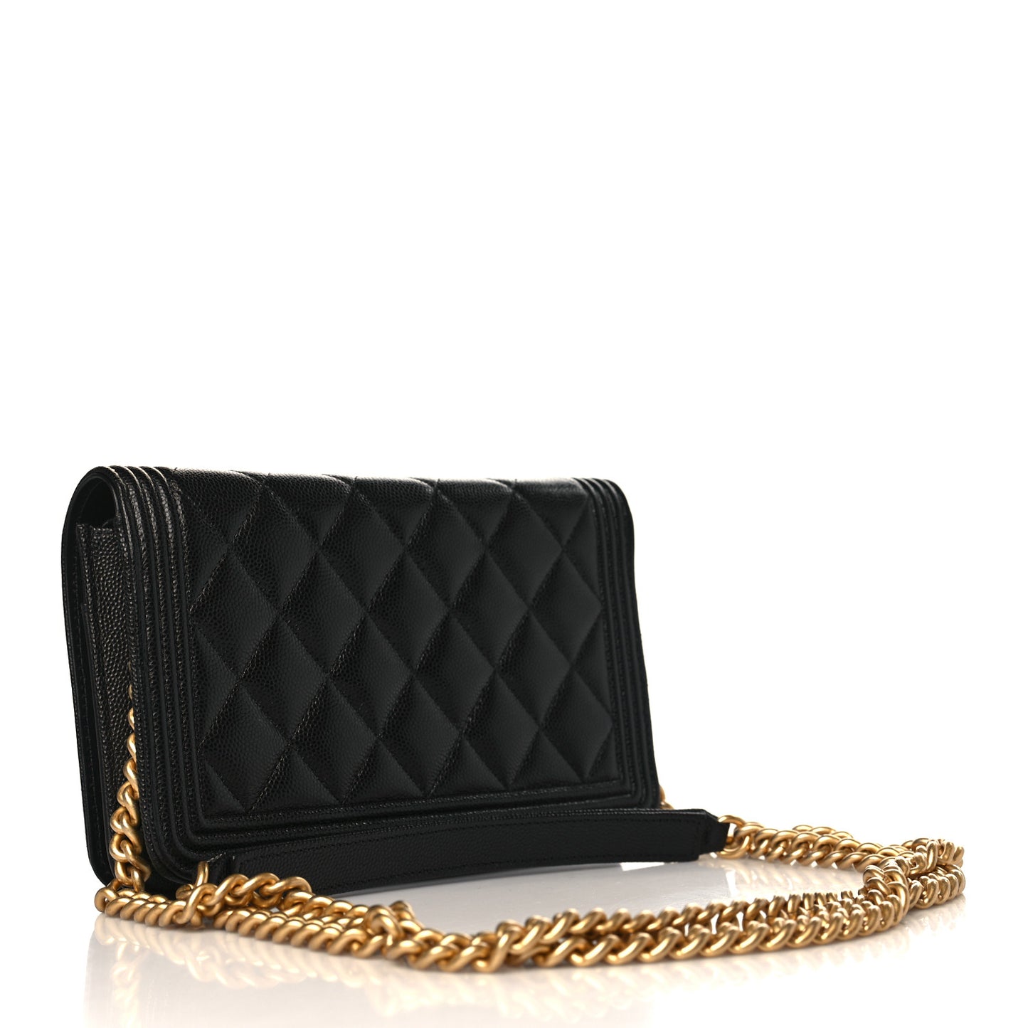 Caviar Quilted Boy Wallet On Chain WOC Black