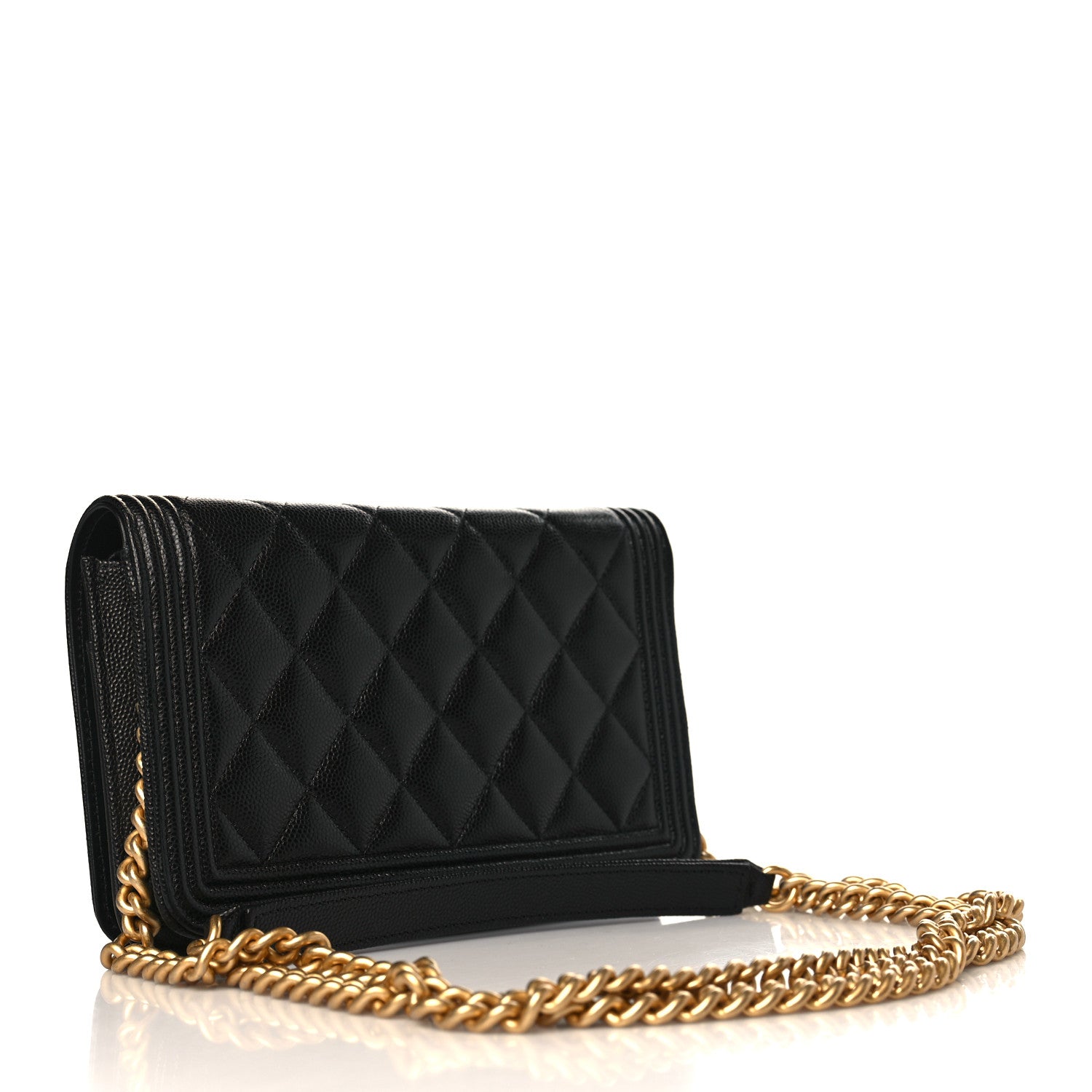 Chanel Caviar Quilted Boy Wallet On Chain WOC Black 3 of 11