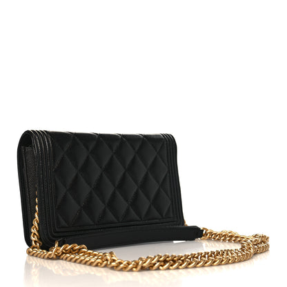 Chanel Caviar Quilted Boy Wallet On Chain WOC Black 3 of 11