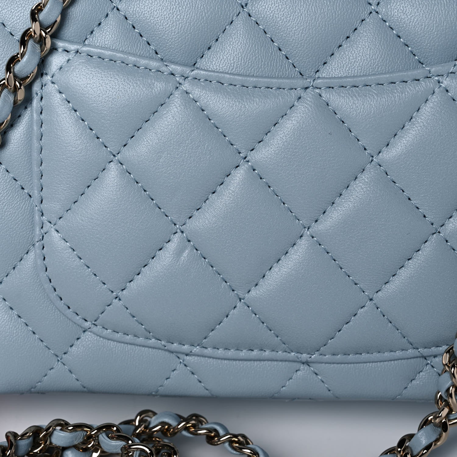 Chanel Lambskin Quilted Mini Top Handle Rectangular Flap Light Blue 11 of 12