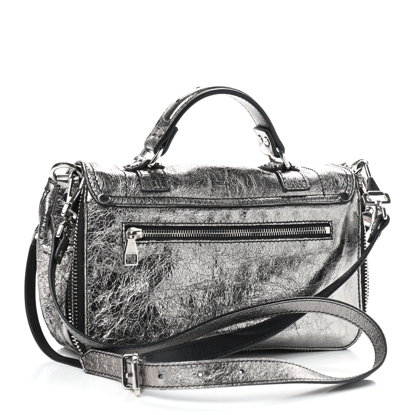 Metallic Lambskin PS1 Tiny Satchel Silver