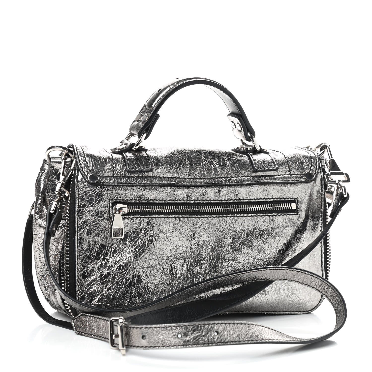 Proenza Schouler Metallic Lambskin PS1 Tiny Satchel Silver 3 of 9