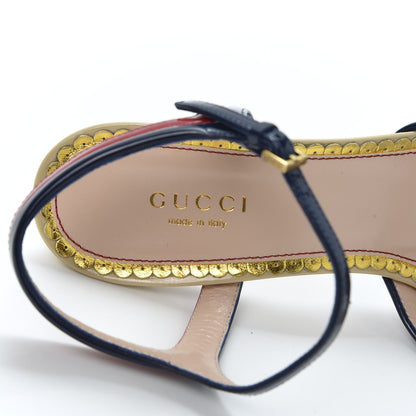 Gucci Patent Millie Ankle Strap Sandals 36.5 Red Blue Agata Sandstorm 6 of 9