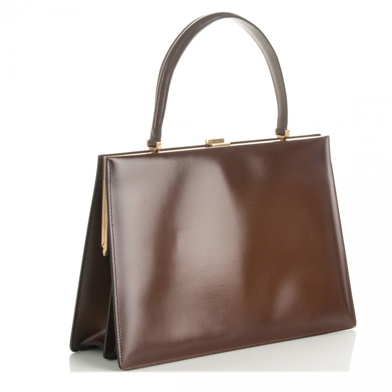 Celine Patina Box Calfskin Medium Clasp Bag Camel 174133