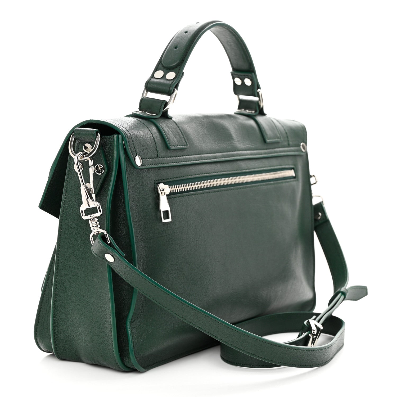 Proenza Schouler Lambskin Medium PS1 Satchel Forest Green 3 of 10
