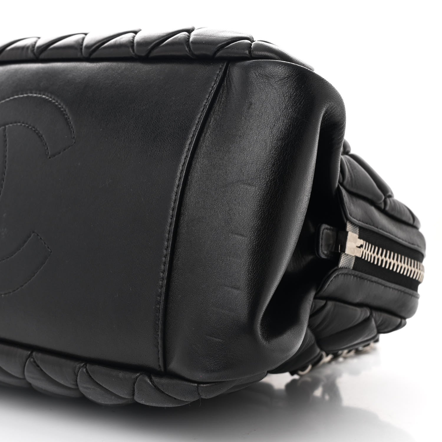 Chanel Lambskin Bubble Quilt Small Double Bowling Bag Black 10 of 10