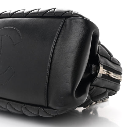Chanel Lambskin Bubble Quilt Small Double Bowling Bag Black 10 of 10