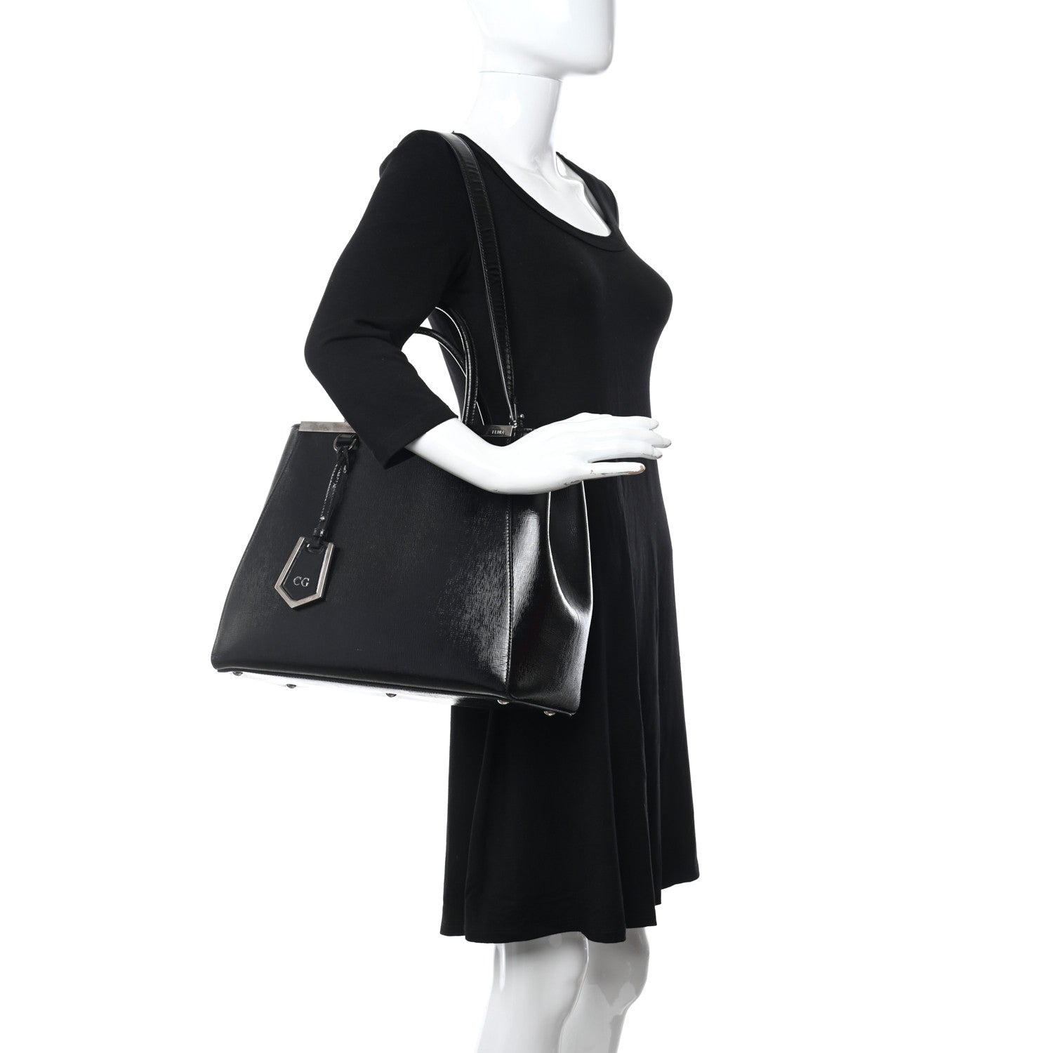Fendi Patent Vitello Elite Regular 2Jours Tote Black 2 of 10