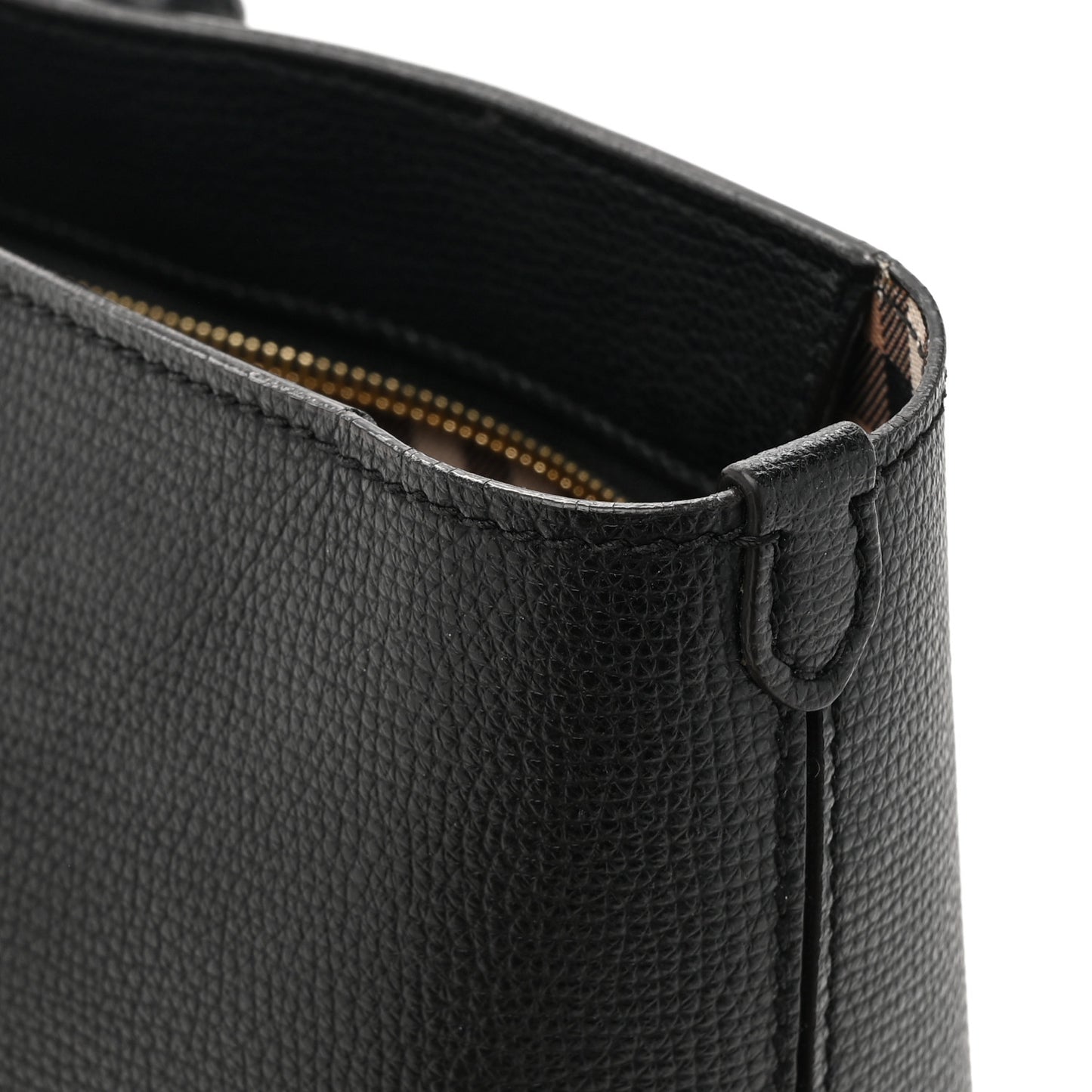 Grainy Calfskin Haymarket Check Medium Ardwell Zip Tote Black