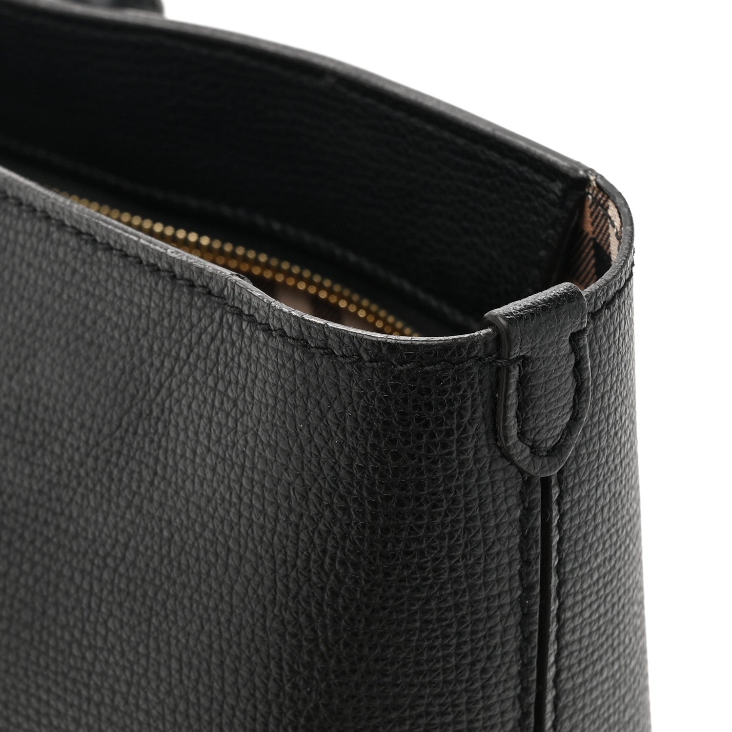 Burberry Grainy Calfskin Haymarket Check Medium Ardwell Zip Tote Black 12 of 15