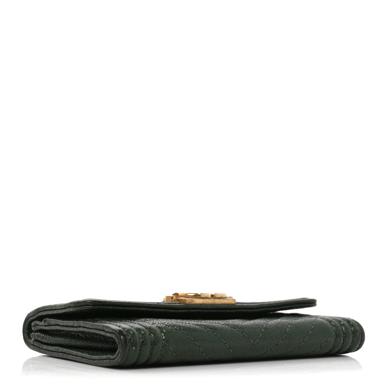 Chanel Caviar Chevron Quilted Boy Flap Card Holder Green 4 of 7
