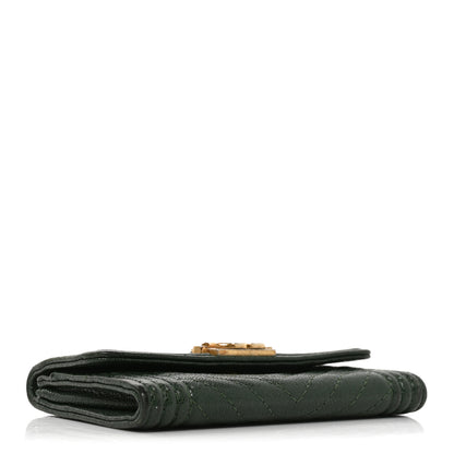 Chanel Caviar Chevron Quilted Boy Flap Card Holder Green 4 of 7
