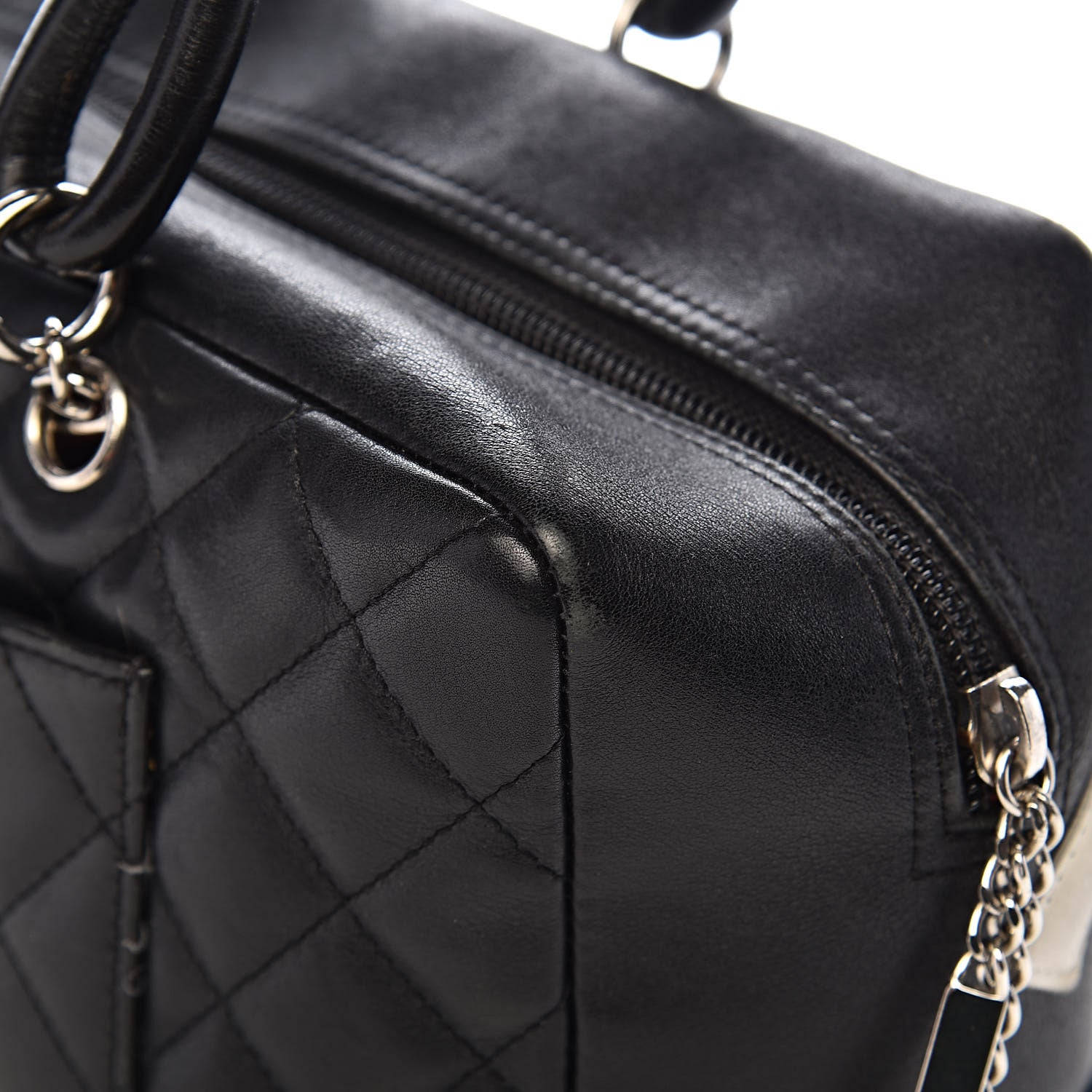 Chanel Calfskin Quilted Large Cambon Bowler Black White 13 of 18