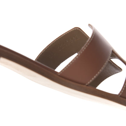 Hermes Box Calfskin Oran Sandals 39 Gold 9 of 10