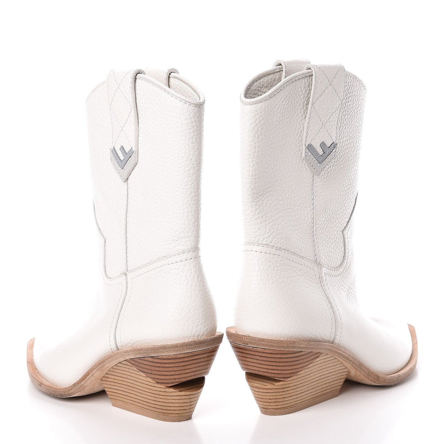 Grained Calfskin Cutwalk Ankle Boots 36.5 White