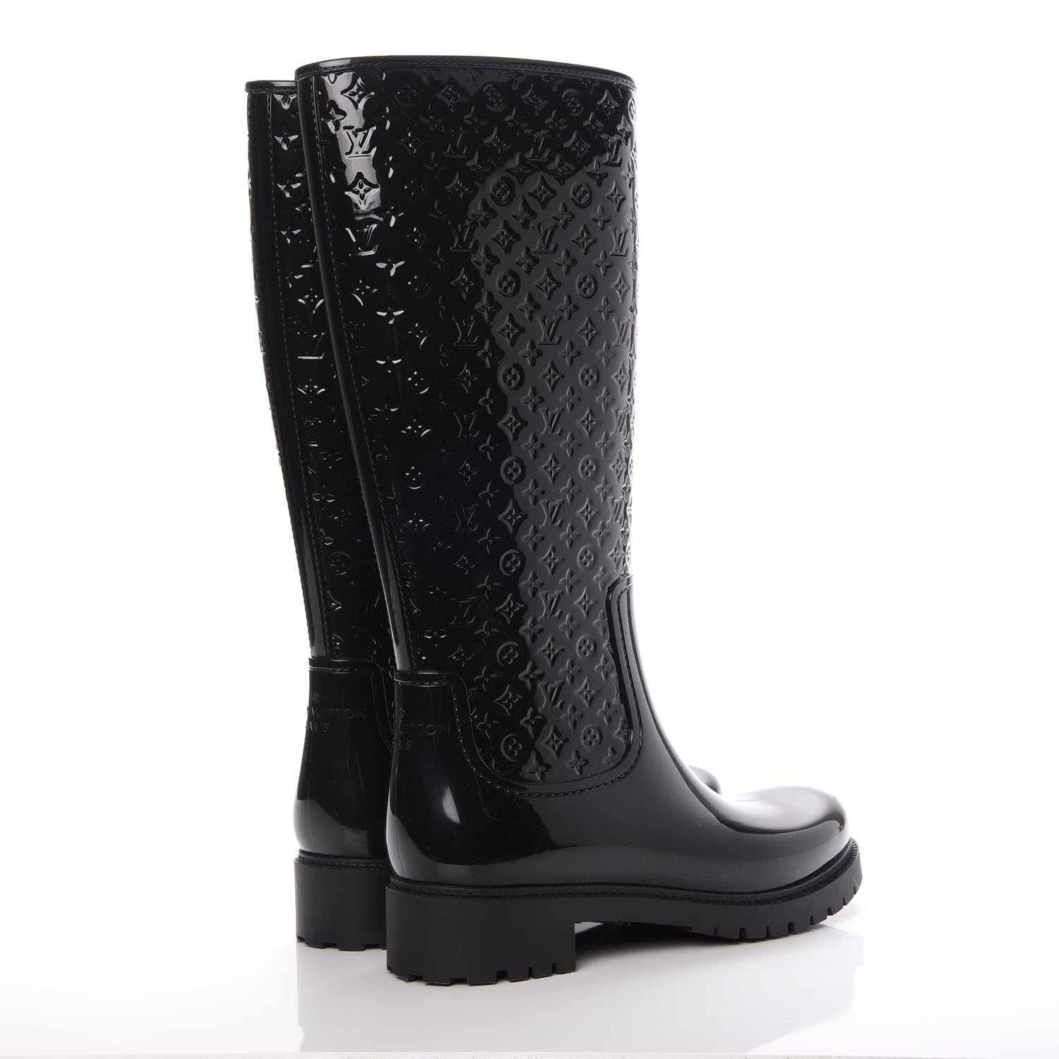 Louis Vuitton Rubber Embossed Monogram Splash Rain Boots 41 Black 4 of 8