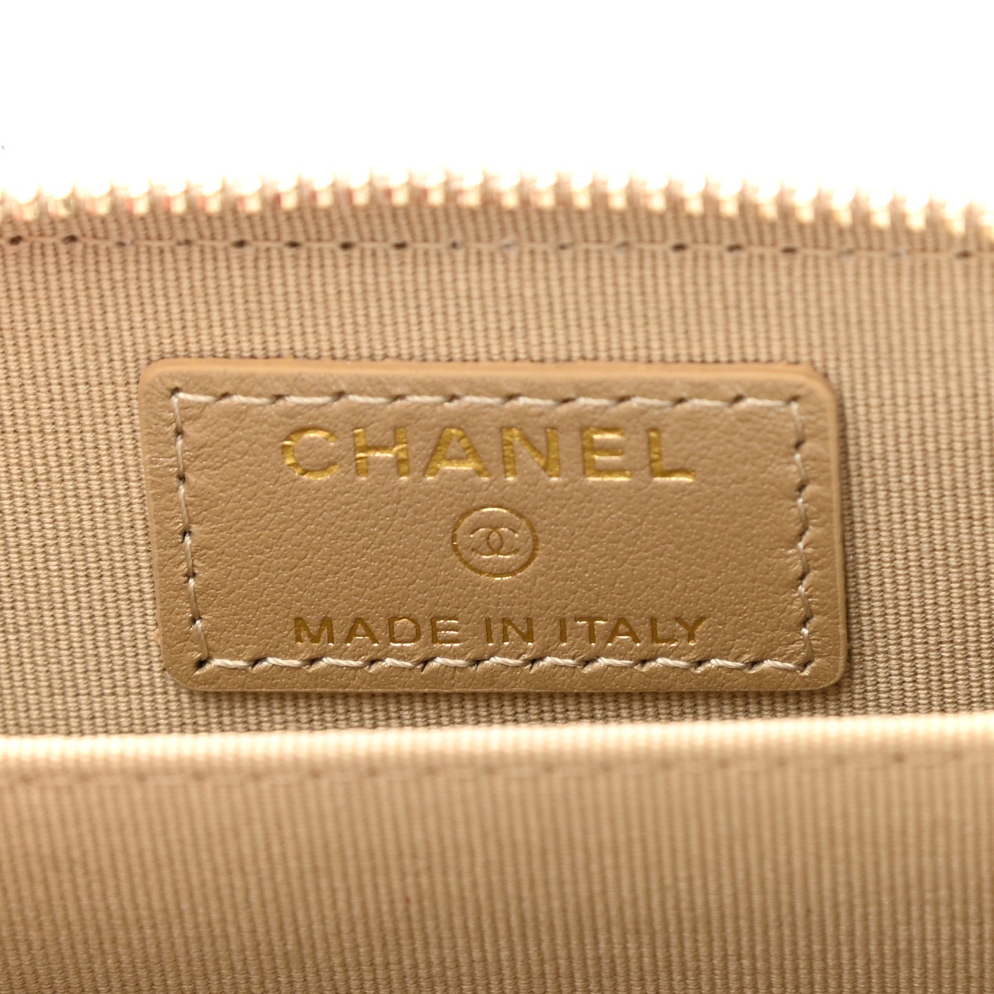 Metallic Lambskin Quilted Chanel 19 Zip Around Coin Purse Wallet Gold
