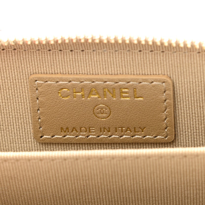 Chanel Metallic Lambskin Quilted Chanel 19 Zip Around Coin Purse Wallet Gold 6 of 7