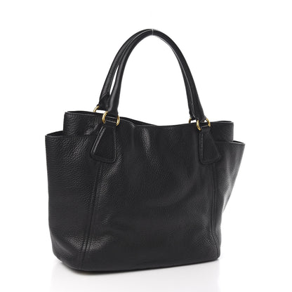 Prada Vitello Daino Side Pocket Tote Black 3 of 10