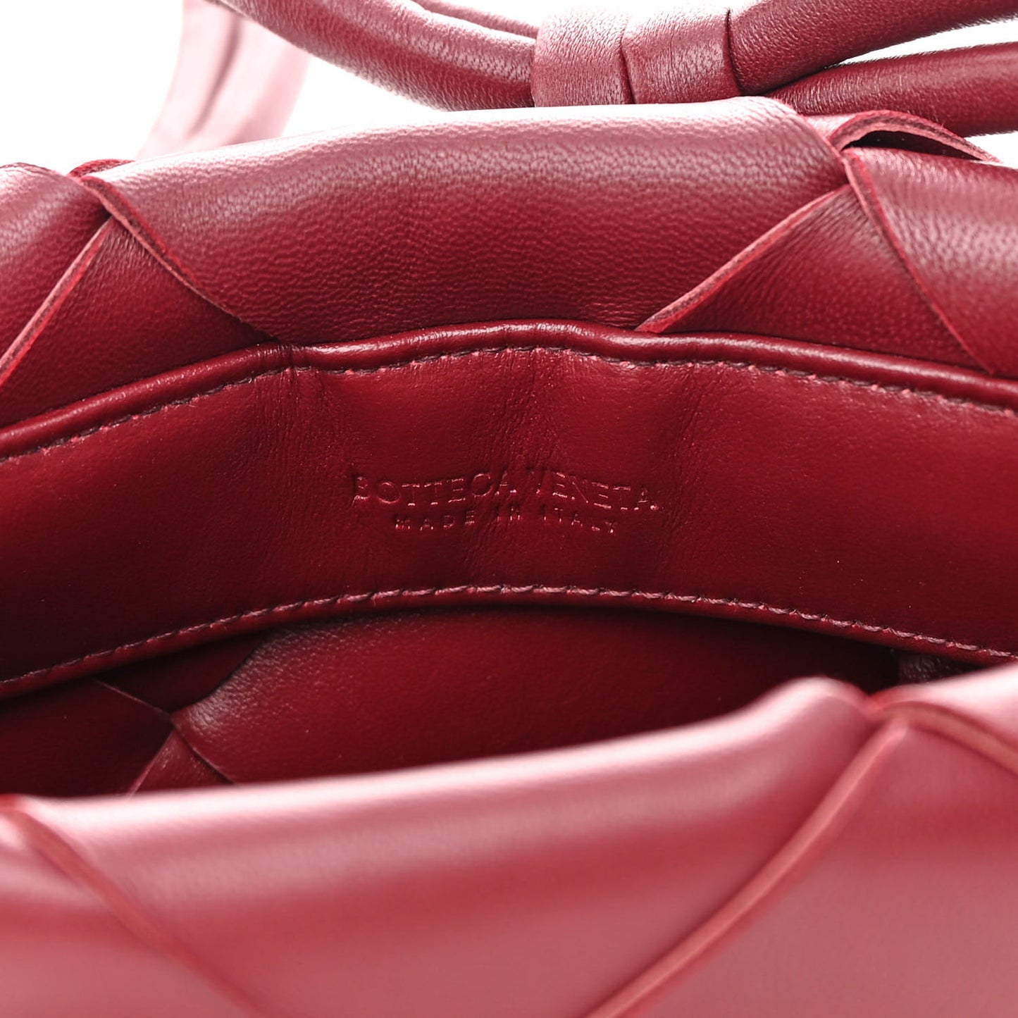 Nappa Maxi Intrecciato Clasp Bucket Bag Bordeaux