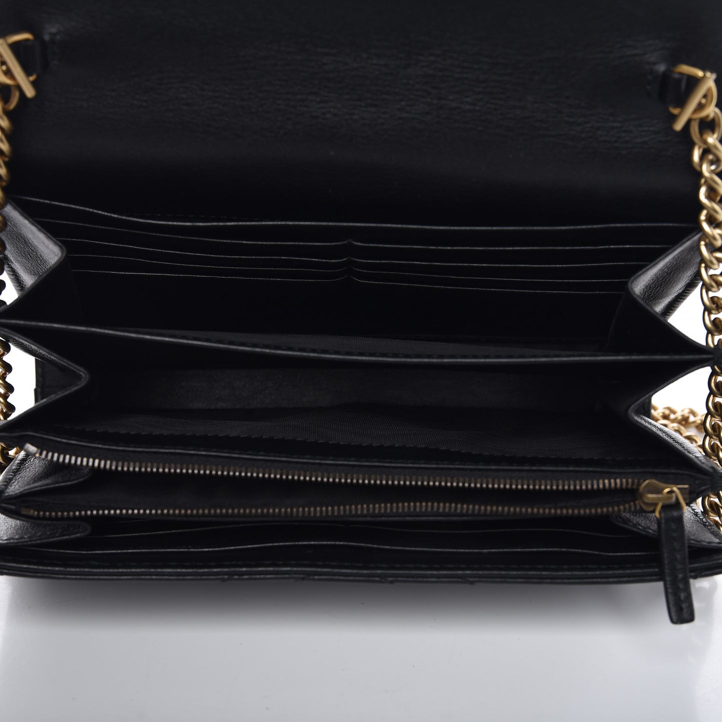 Calfskin Matelasse GG Marmont Chain Wallet Black