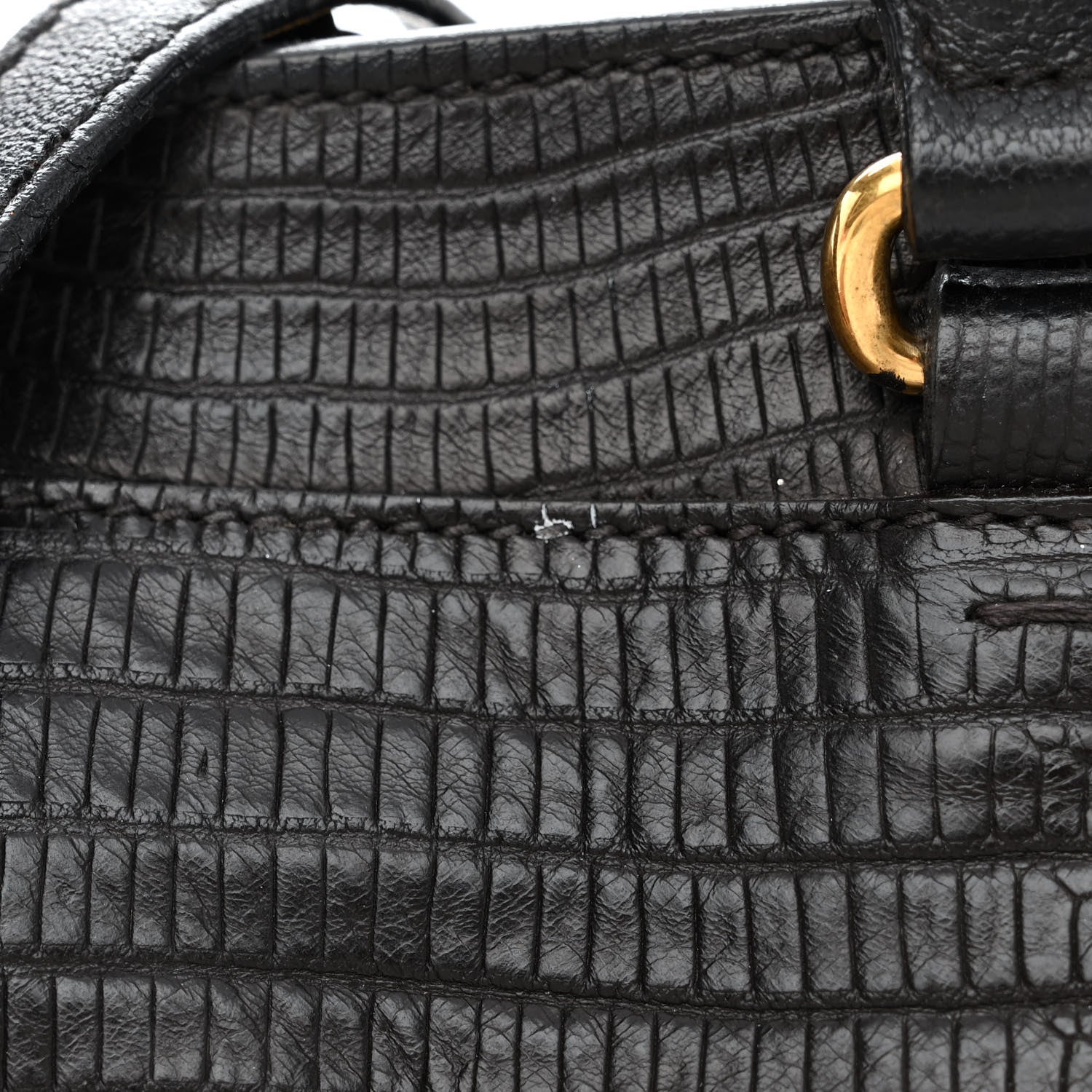 Saint Laurent Calfskin Lizard Embossed Small Cabas ChYc Black 12 of 15