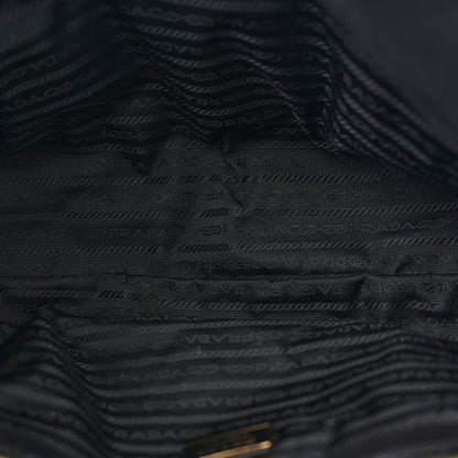 Prada Suede Easy Foldover Pushlock Satchel Black 5 of 13