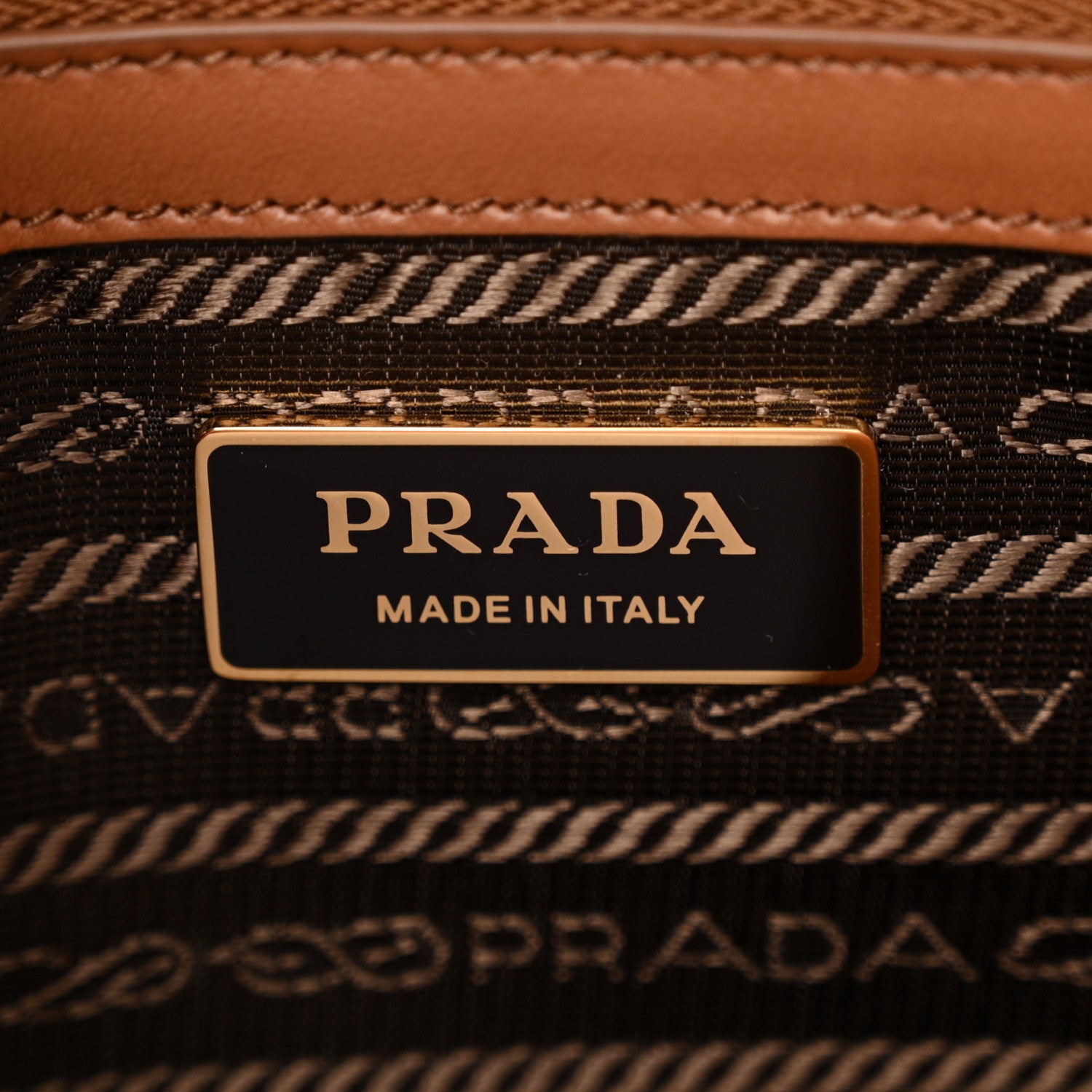 Prada Jacquard Saffiano Triangolo Symbole Embroidered Large Tote Tobacco Talco 6 of 11