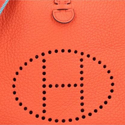 Hermes Taurillon Clemence Amazone Evelyne TPM Orange Poppy Bleu Saint Cyr 8 of 10