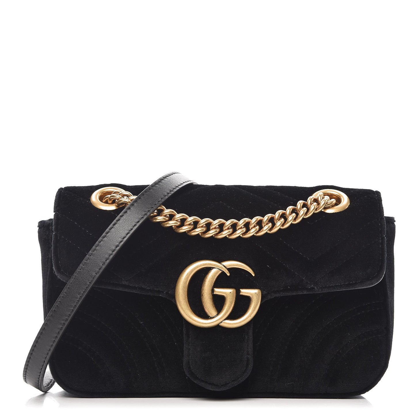 Velvet Matelasse Mini GG Marmont Shoulder Bag Black