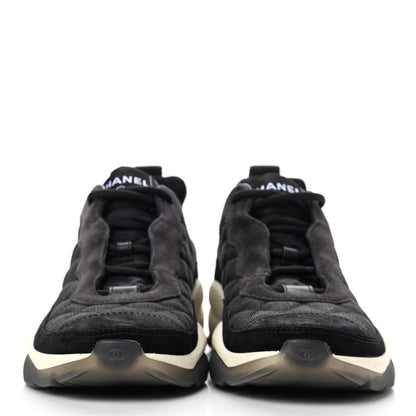 Chanel Mesh Suede Calfskin Quilted Sneakers 38.5 Black Dark Grey 2 of 9