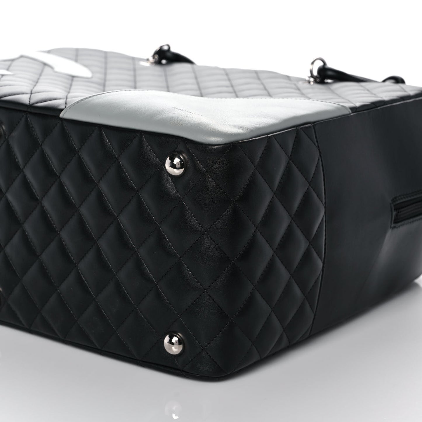 Calfskin Quilted Jumbo Cambon Bowler Black White