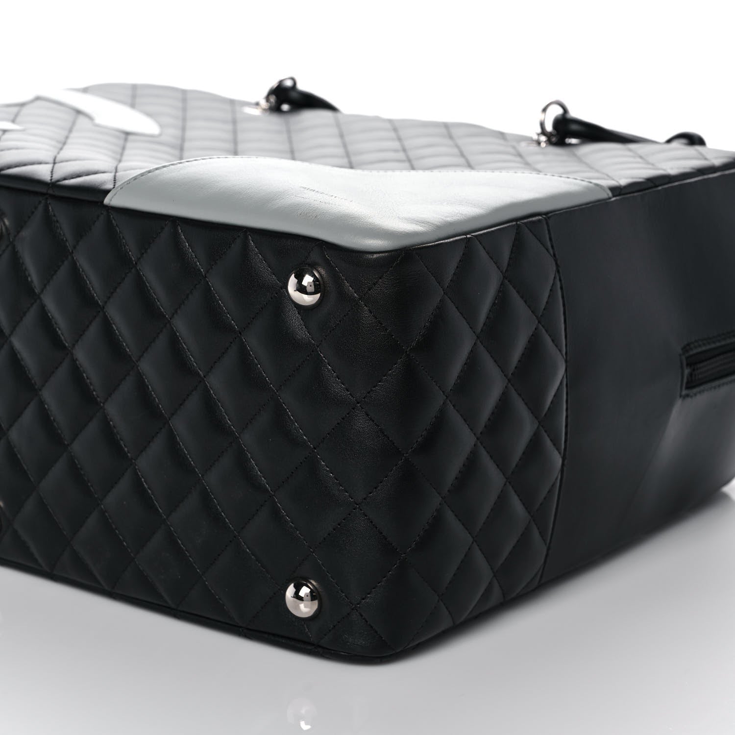 Chanel Calfskin Quilted Jumbo Cambon Bowler Black White 6 of 10