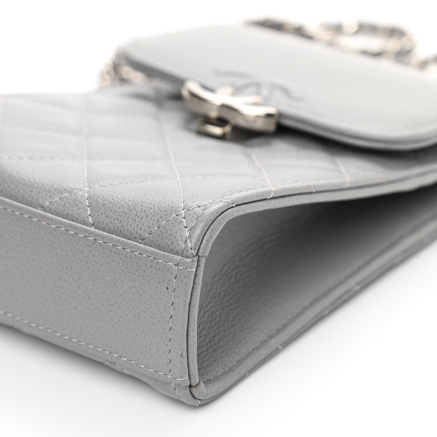Chanel Grained Calfskin Quilted CC Box Clutch With Chain Grey 10 of 12