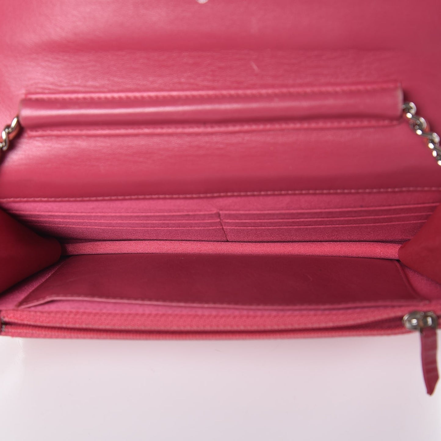 Patent Camellia Embossed Wallet on Chain WOC Rose